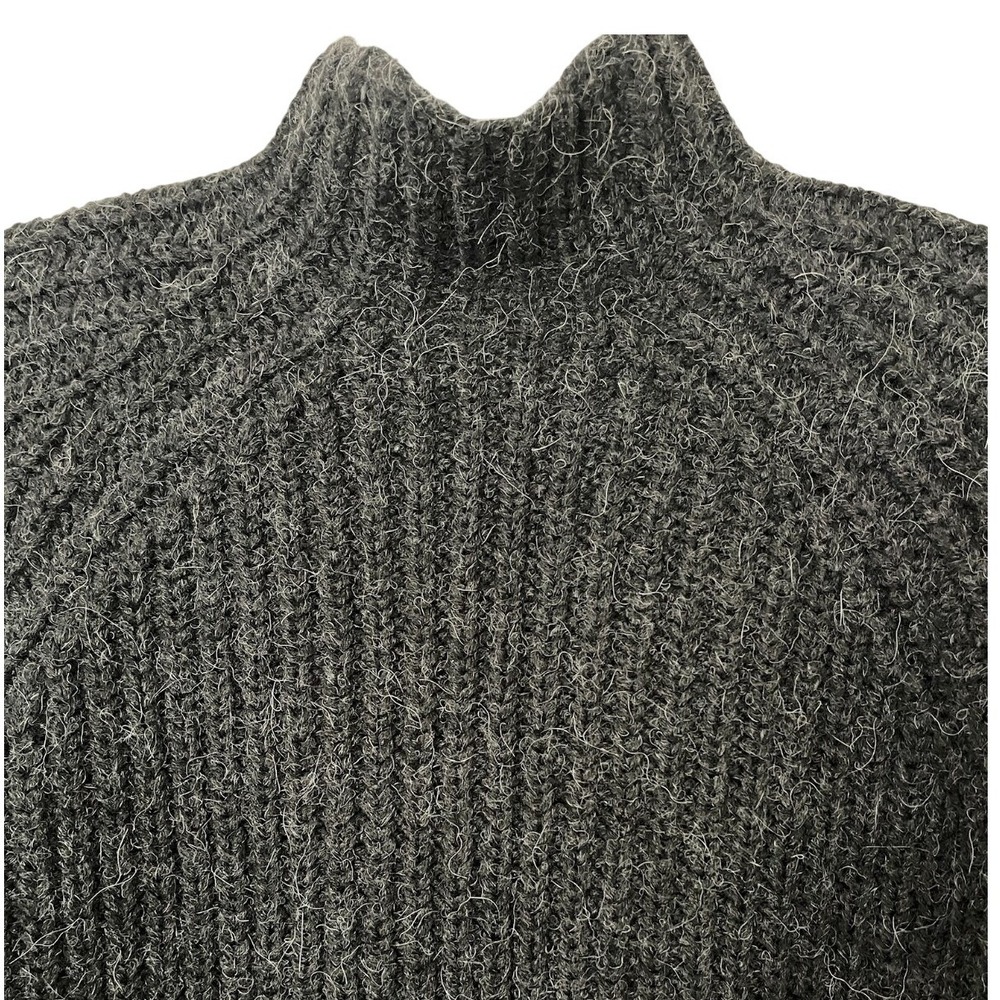 Lauren Ralph Lauren Wool Alpaca Blend Mock Neck Sweater Gray L Cozy Fisherman - Picture 4 of 6